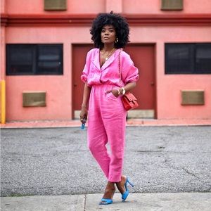 Rachel Comey Holt Linen Jumpsuit Barbie Pink 6